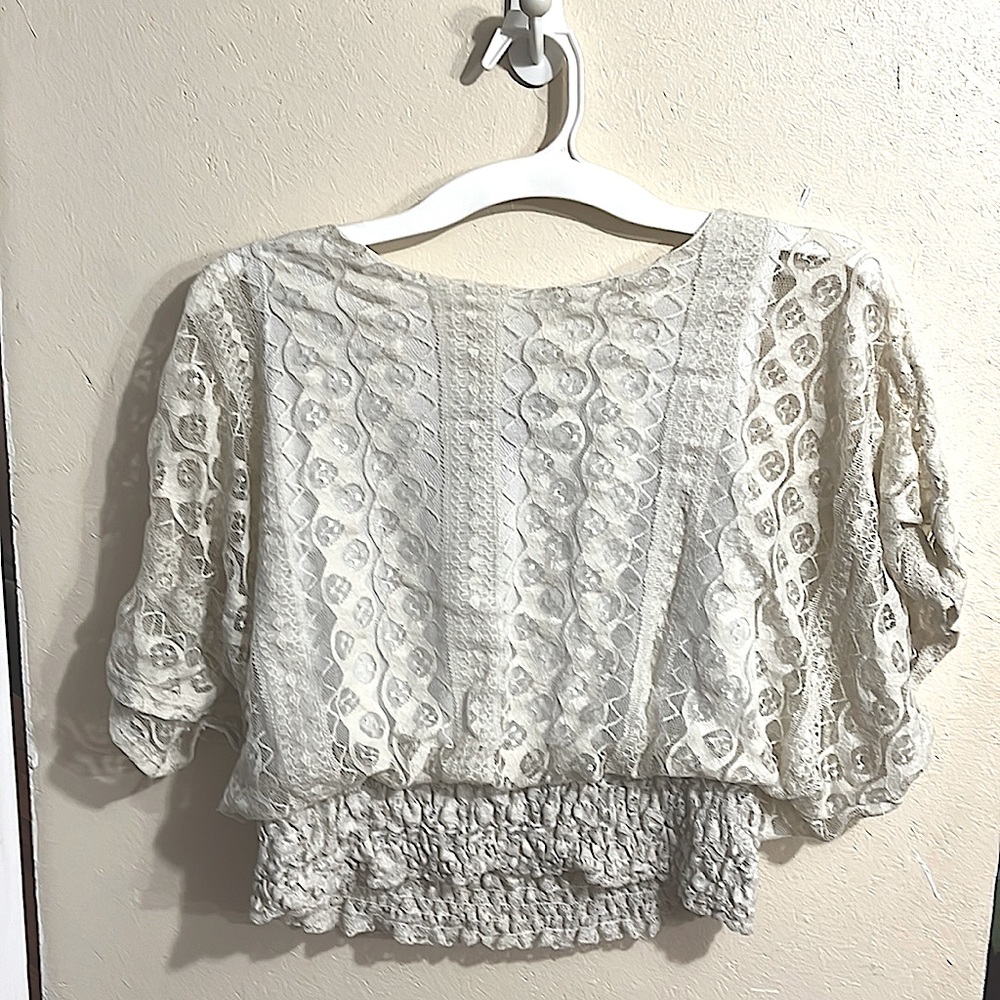 Ultra Pink Women’s Cinched Waist Lace Blouse